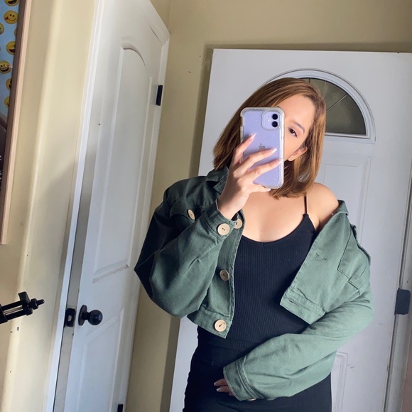 Olive cropped Jacket - Picture 4 of 5